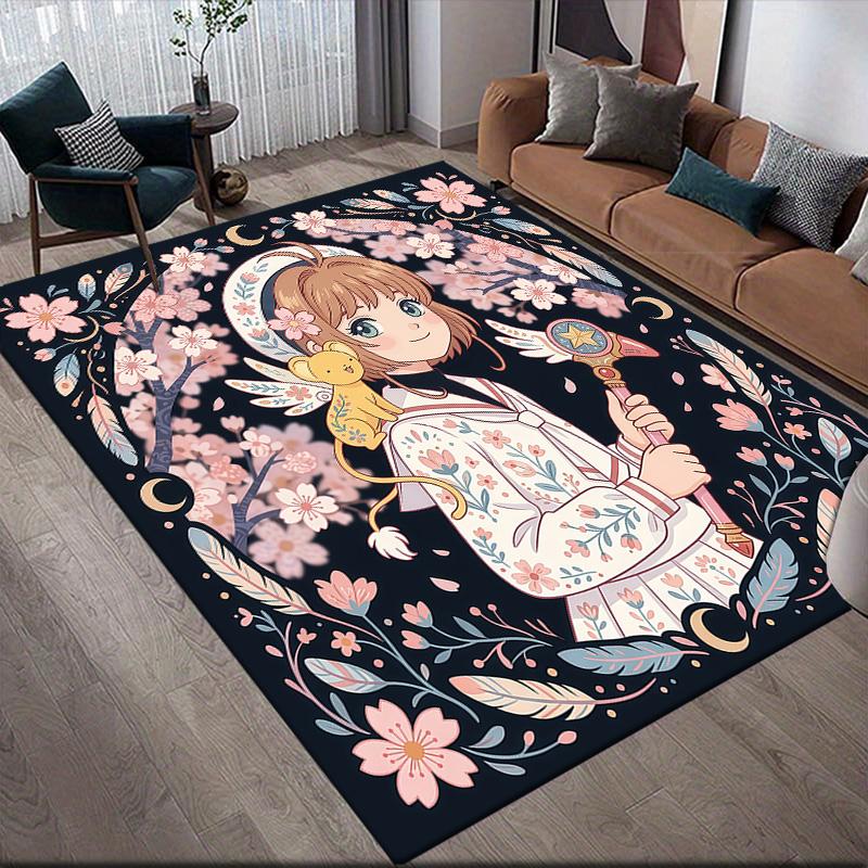 Cardcaptor Sakura Sakura Theme Collection Anti-Slip Rug, Rectangular Carpet for Bedroom & Living Room
