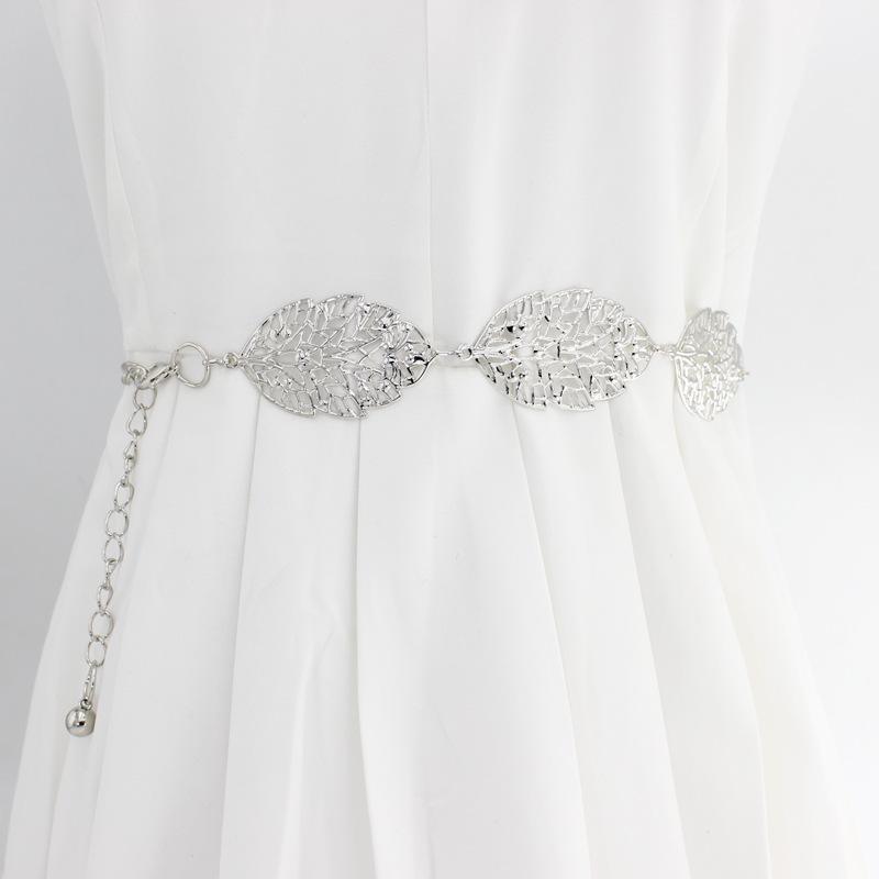 Korean Style Leaf Hollow Metal Belt: Fashionable & Versatile Waist Chain for Dresses