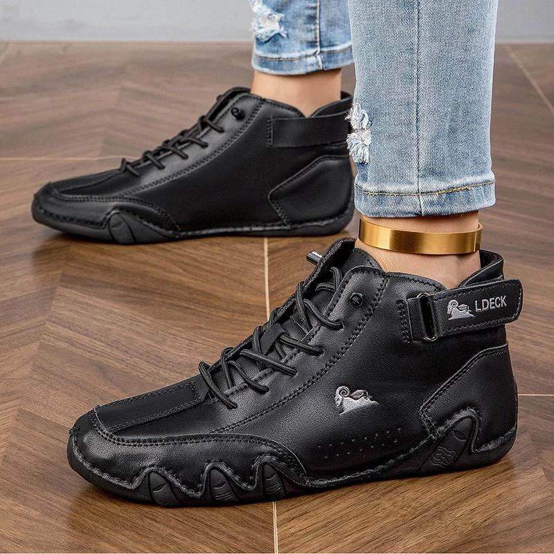 High Top Boots Men  Summer Simple Trendy Versatile Daily Use Short Boots Outdoor Travel Soft Soled Handmade Casual Fun Shoes
