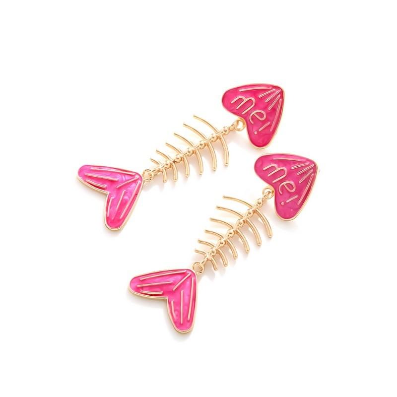 Pinkdudu Vintage Exaggerated Fish Bone Zinc Alloy Earrings Drip Oil Drop Earrings Women Jewelry PD2390