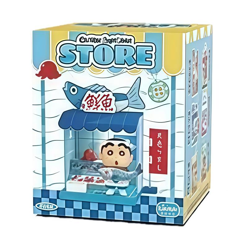

Crayon Shin-Chan Seafood Shop Stall Blind Box Toy Luminous Desktop Ornament Anime Cute Doll Shopping Street Series Toy Kids Gift With Box