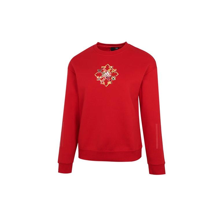 (WMNS) adidas Cny Sweat limited Funny Pattern Sports Round Neck Hoodie Red Women s HC2804 S