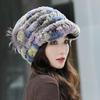 Rex Rabbit Fur Hat Genuine Fur Ear Protection Thick Warm Fashionable Fox Fur Flower Duckbill Cap New All-match Autumn and Winter Women's Hat