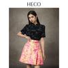 HECO 2025 New Chinese Style Acetate Teardrop Collar Short Sleeve T-shirt