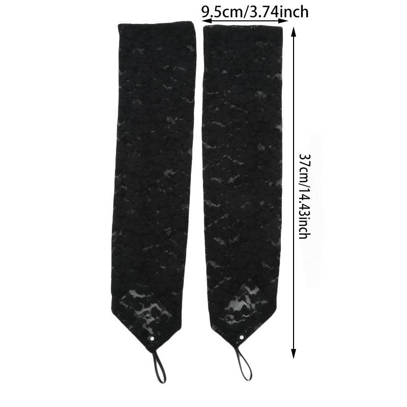 Long Lace Hollow-Out Fingerless Gloves Sun Protection Sleeves Mesh Lace Thin Cycling Sexy Accessories Black Finger Gloves
