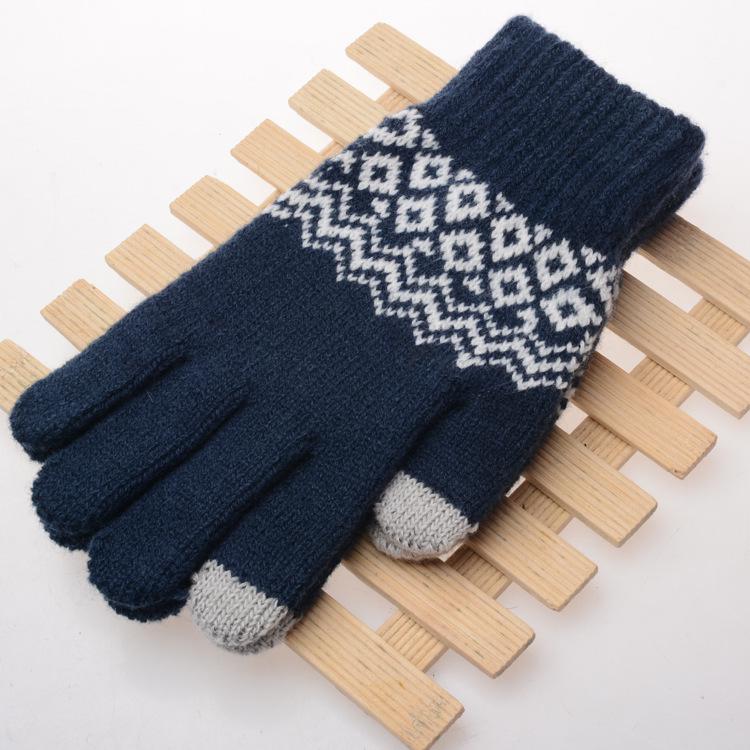 Women's Touchscreen Wool-Blend Jacquard Gloves - Winter Warmth