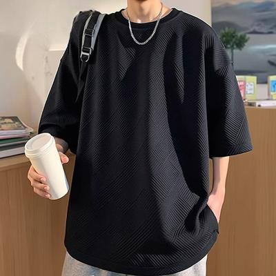 American Waffle Heavyweight Soft Athletic Casual Peplum Stretch Fitted Wrinkle Resistant Loose Men's Fashion Short Sleeve Top Comfortable T Shirt
