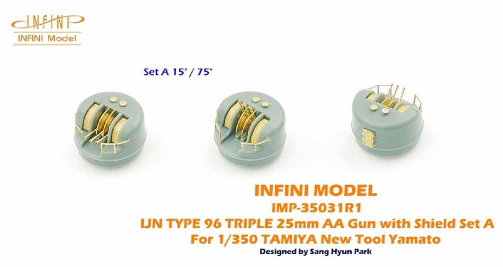 Infini Model IMP Series Japanese Navy Type 96 25mm Triple Machine Gun with Shield Yamato Type A Angle 15 for T Company Ship Etching Parts Plastic