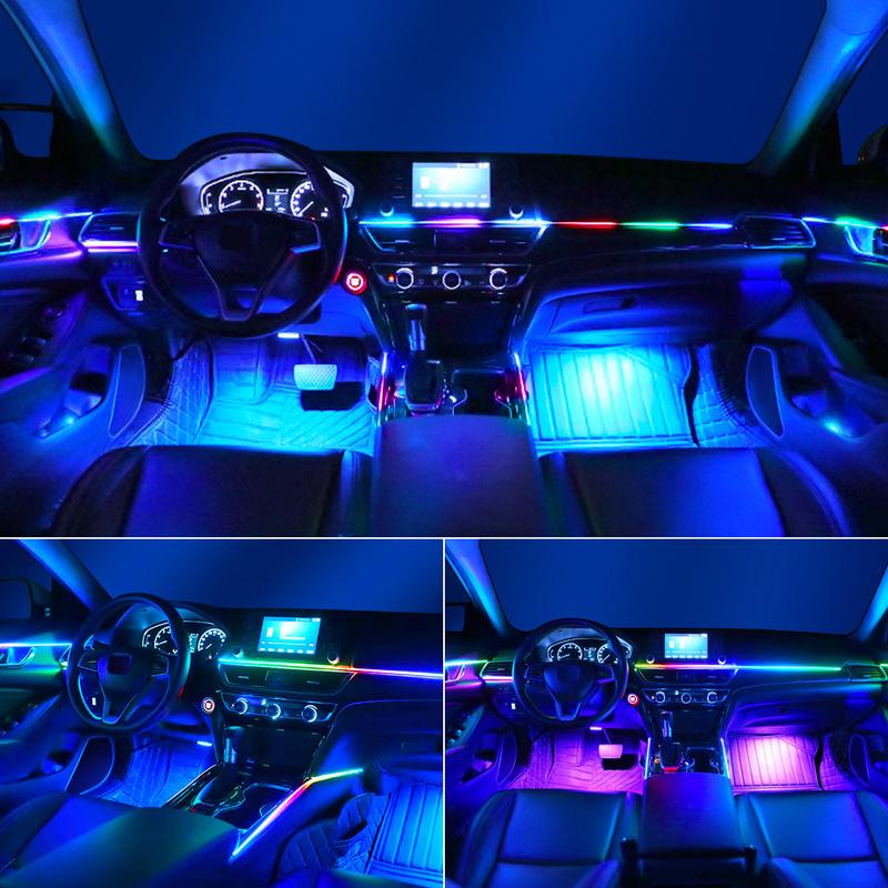 Newest Hidden LED Symphony Dual Zone Car Ambient Light Smoke Matt Black Acrylic Light Strip Interior Decoration Lighting Kit 12V