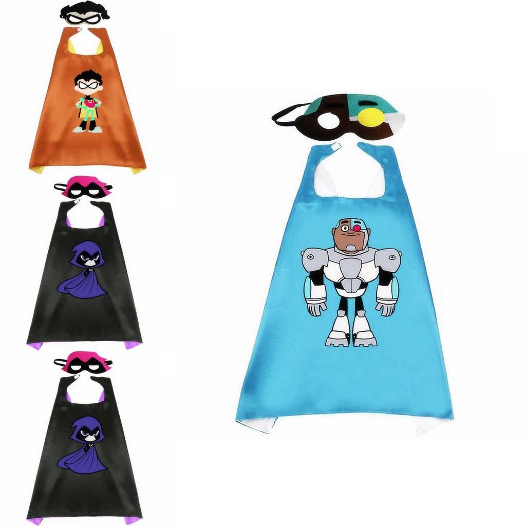 Vibrant Teen Titan Anime Superhero Costume Set With Cloak And Mask For Kids