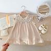 Infant Girls' Seersucker Ruffle Lace Sleeveless Dress