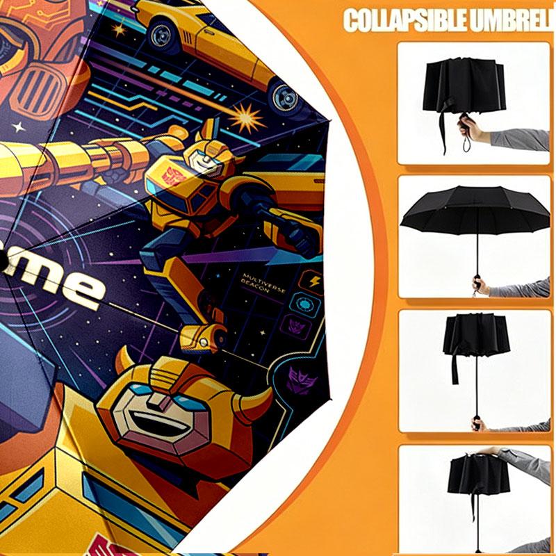 Custom Name Personalized Transformers Print Umbrella, Auto Open Close, 8‑Rib Sturdy Frame, Commute Camping Hiking Use, Birthday Gift