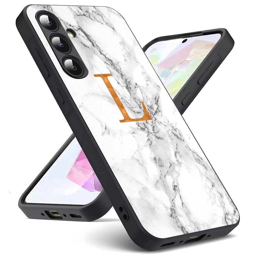 Benutzerdefinierter Name Muschel Marmor Hintergrund Buchstaben Luxuriöse Schwarze Handyhülle Für Samsung Galaxy S23 S24 S25 Ultra S22 Plus S21