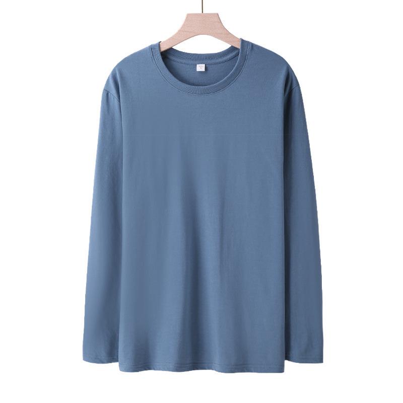Women's and Men's Pure Cotton Long Sleeve Base Layer T-Shirt, Regular Fit, Round Neck, Solid Color, Autumn Collection, for Couples.