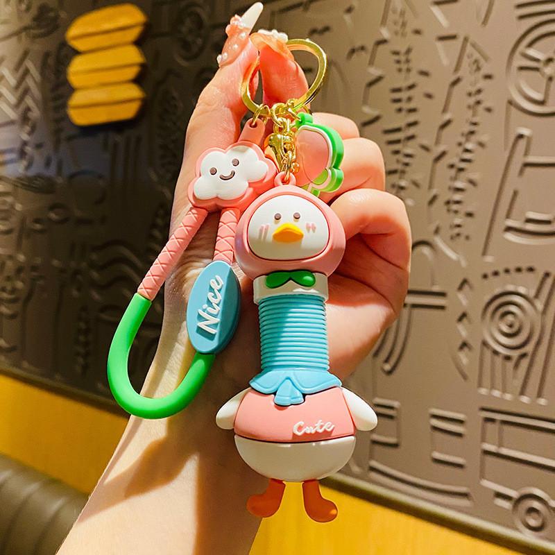 Creative Peach Cartoon Duck Keychain Versatile Pvc Material Adorable Idea Gift