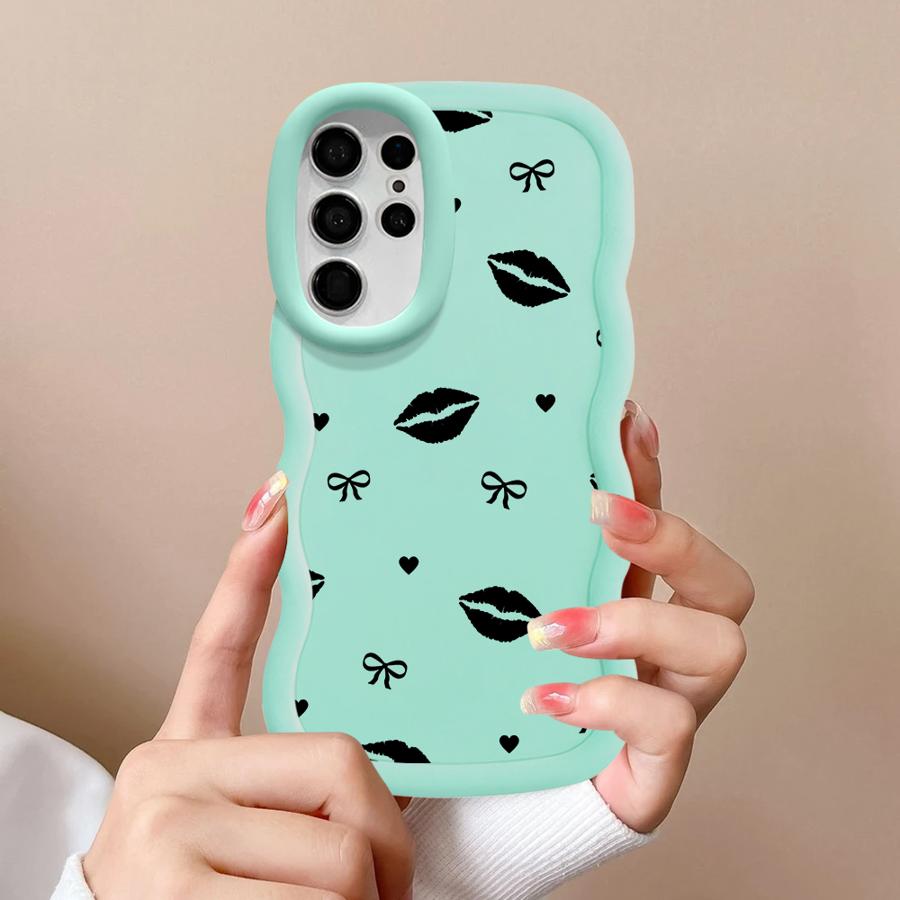 Case for Samsung Galaxy A25 S22 Ultra S21 S20 FE A26 S23 Plus S24 S25 Soft Phone Cover A34 A55 A24 A35 A36 A54 Lips Kiss Print