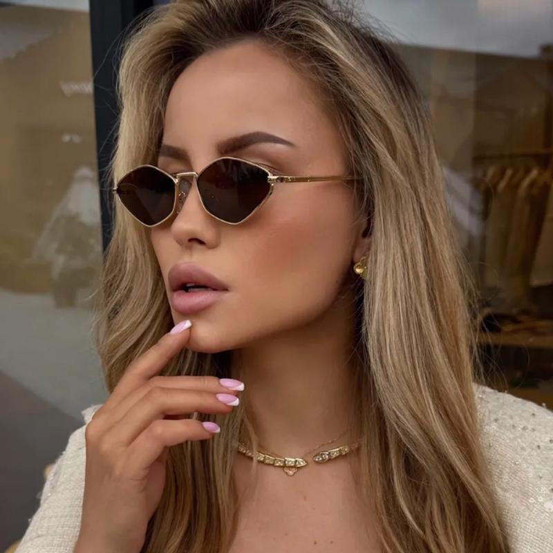 Protective Glasses 2Pcs Polygonal Metal Frame Sunglasses Women Steampunk Style Sun Glasses Ladies Outdoor Uv400 Eyeglasses