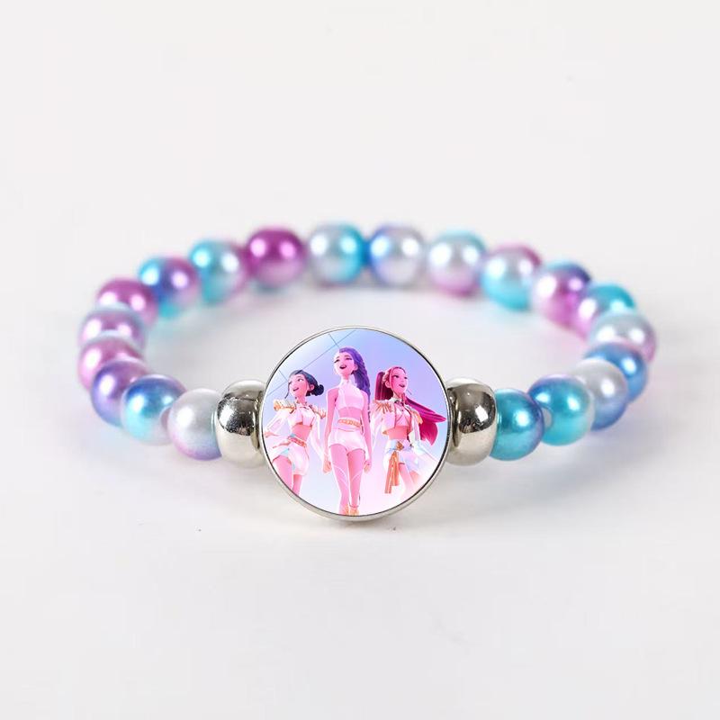 Ins Style Cartoon Beaded Bracelet, 2025 Spring New Glass Charm Jewelry, Unisex Handmade Gift for Travel Souvenir, 16+6cm Adjustable Chain