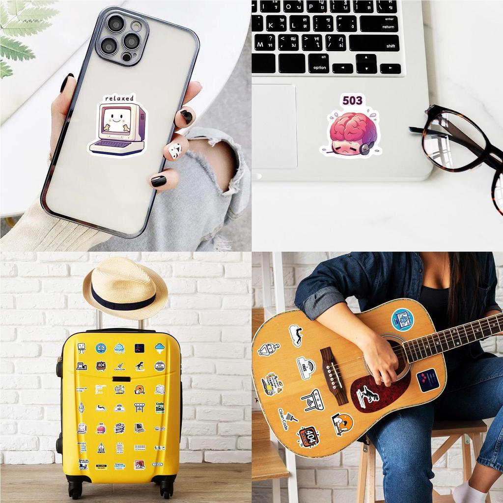 Waterproof Programming Stickers for Laptop, Cute Graffiti Decals for Computer, Tech Themed PC Decals for Students Programmers