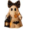 2D Vintage Abgenutzter Holzflicken Geist Tischdekoration Halloween Hexenhut Mit Schleife Dekoration Für Wohnzimmer Schlafzimmer Kamin