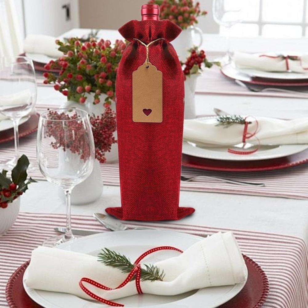 

Burlap Drawstring Bags Red Wine Bottle Bags With 10m Twine For-Gift Party Small Fabric Package Wedding Decoration Pouches Kit China Mainland