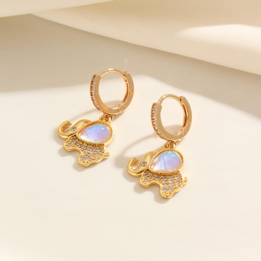 1 Pair Cute Small Elephant Dangle Earrings for Women Zirconia Earring Jewelry Wedding Party Accessories