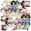 35-70pcs Retro Music Stickers Groovy Decor Diy Skateboard Luggage Guitar Laptop Car Waterproof Graffiti Decals
