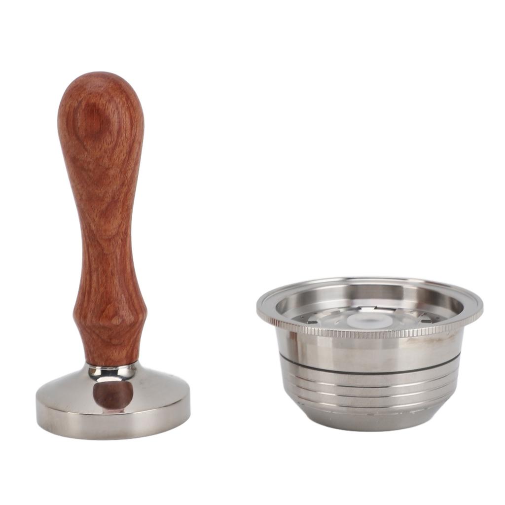 Reusable Coffee Capsule 304 Stainless Steel Refillable Coffee Filter Pod with Tamper Brush and Spoon for Coffee Makers