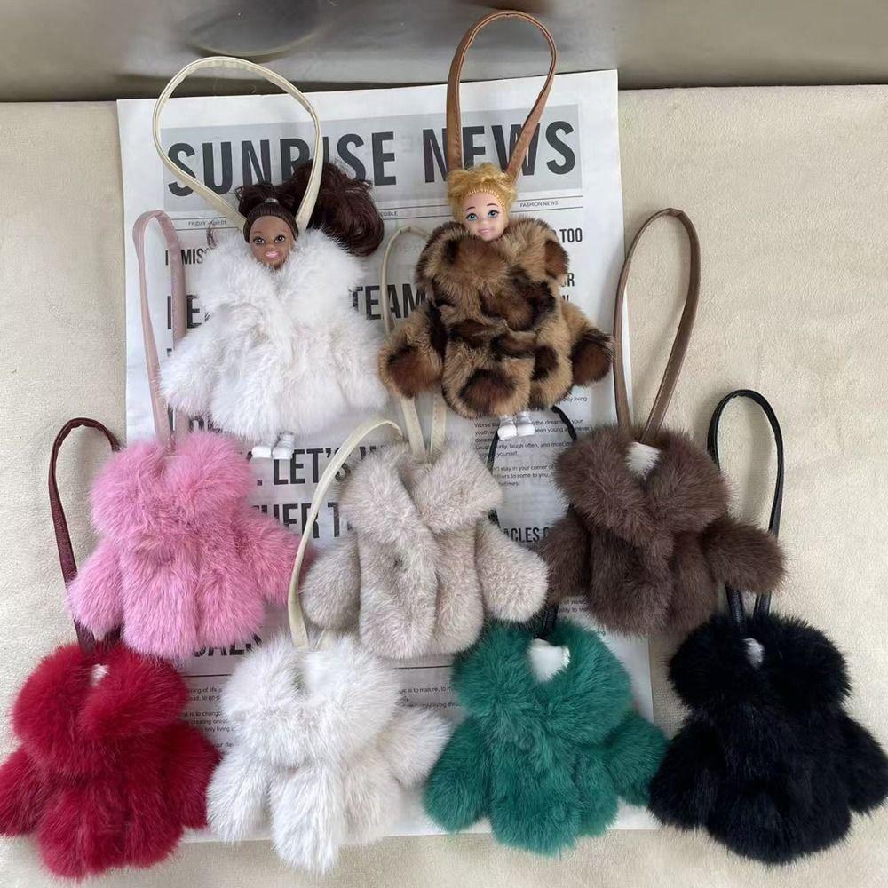 Fashion Faux Rabbit Fur Bag Charm Clothing Shape Soft Key Decoration Backpack Decoration Women Accessories