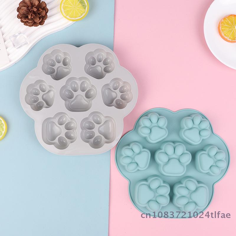 1 Pc 7 Cavity Cat Footprint Silicone Mold Cake Mould Cookie Cutter Fondant DIY Cat Paw Mousse Pastry Bakeware Molds