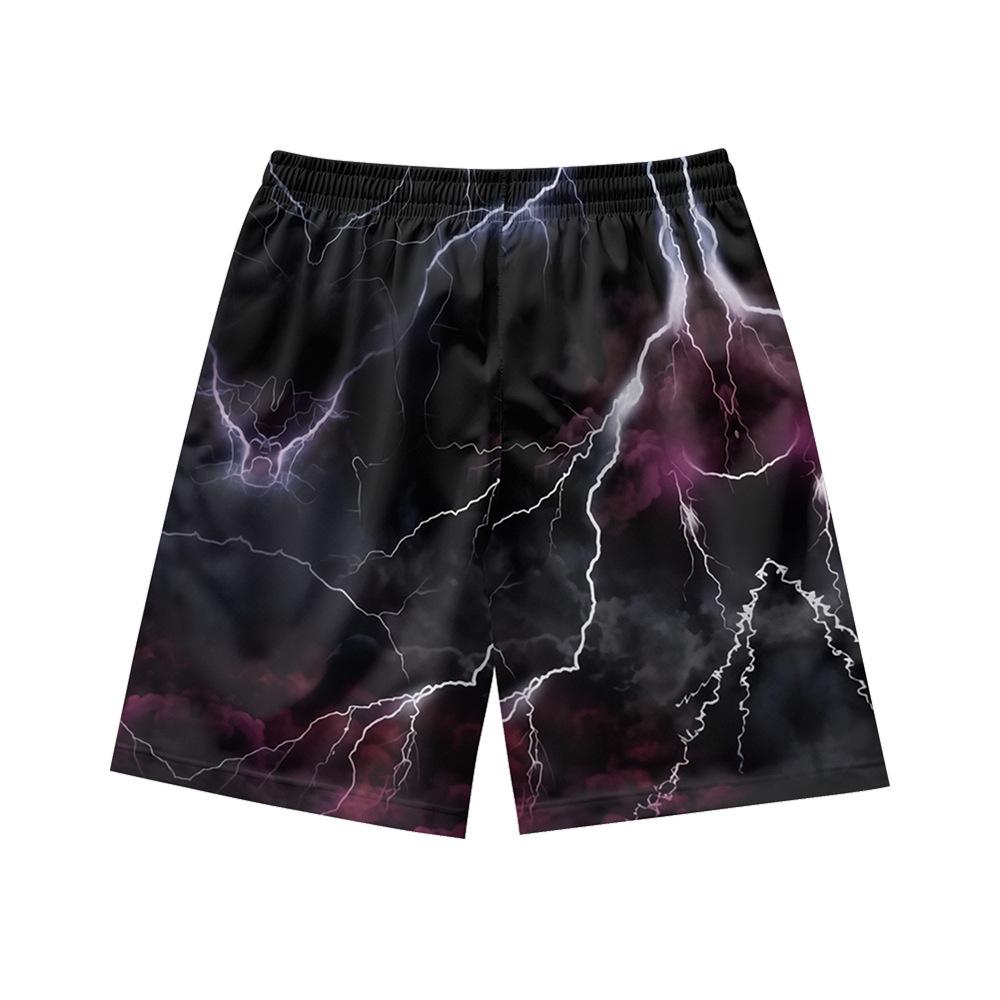 Pantaloncini Casual da Uomo con Elemento Fulmine Oscuro Naturale Europeo e Americano Pantaloni da Spiaggia