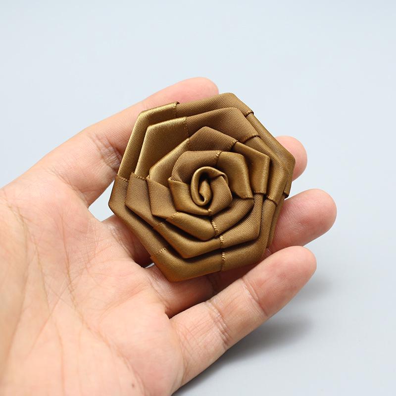 Hand-Sewn Ribbon Rose Flower Decorative Patch for Clothing and Hair Accessories