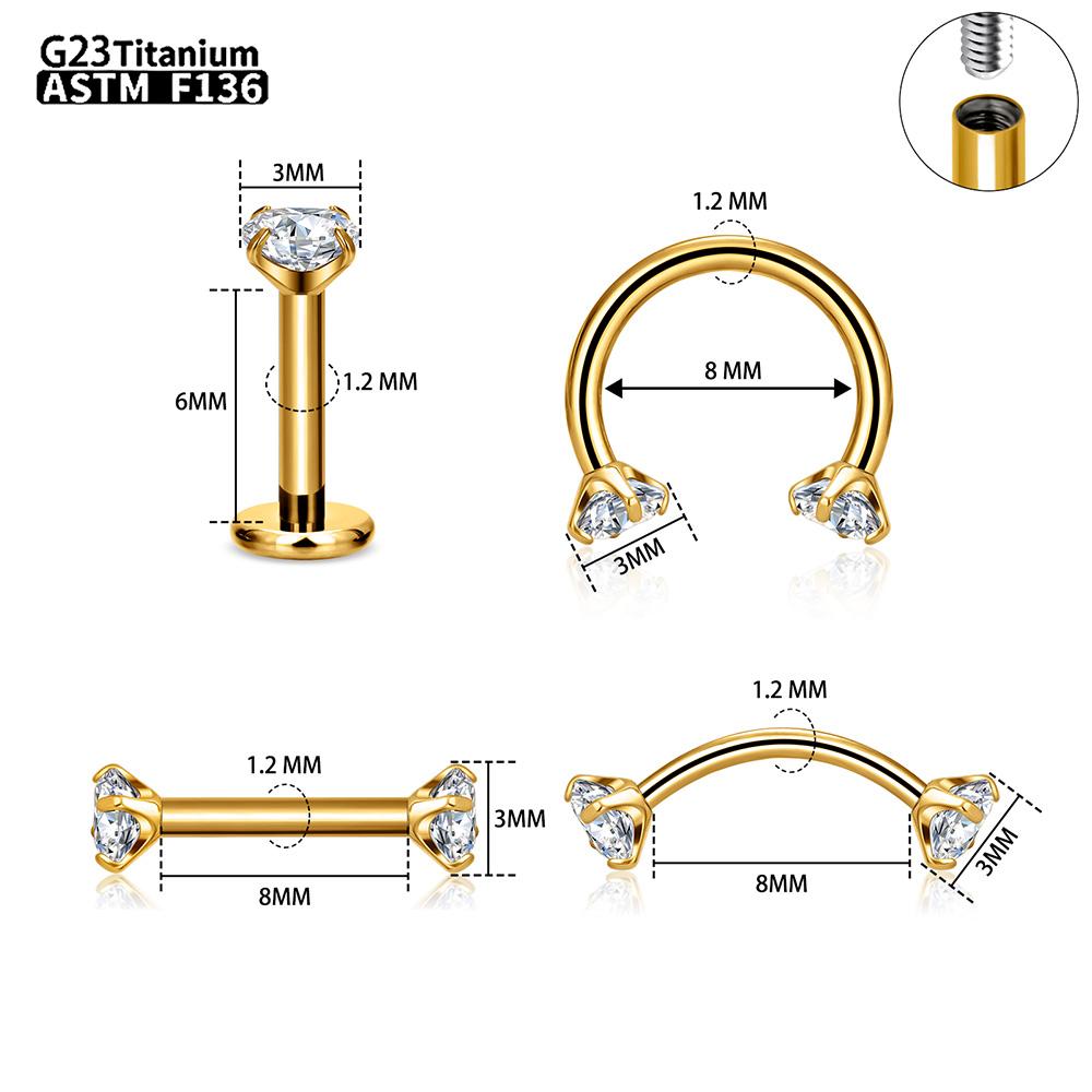 1/5PCS G23 Titanium internal thread Labret Lip Stud Piercing Eyebrow Body Jewelry Nose Ring C rod For Women Septum Piercing