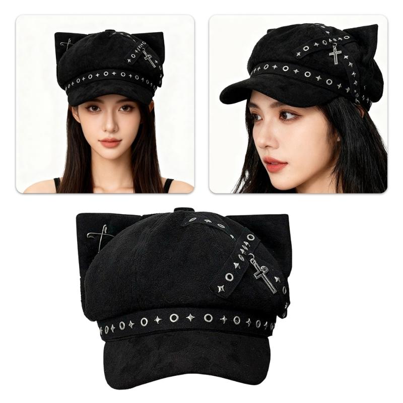 Trendy Painter Hat Eyelet Fashion Hat British Beret for Dating Photography Cabbie Headwear Painter Hat