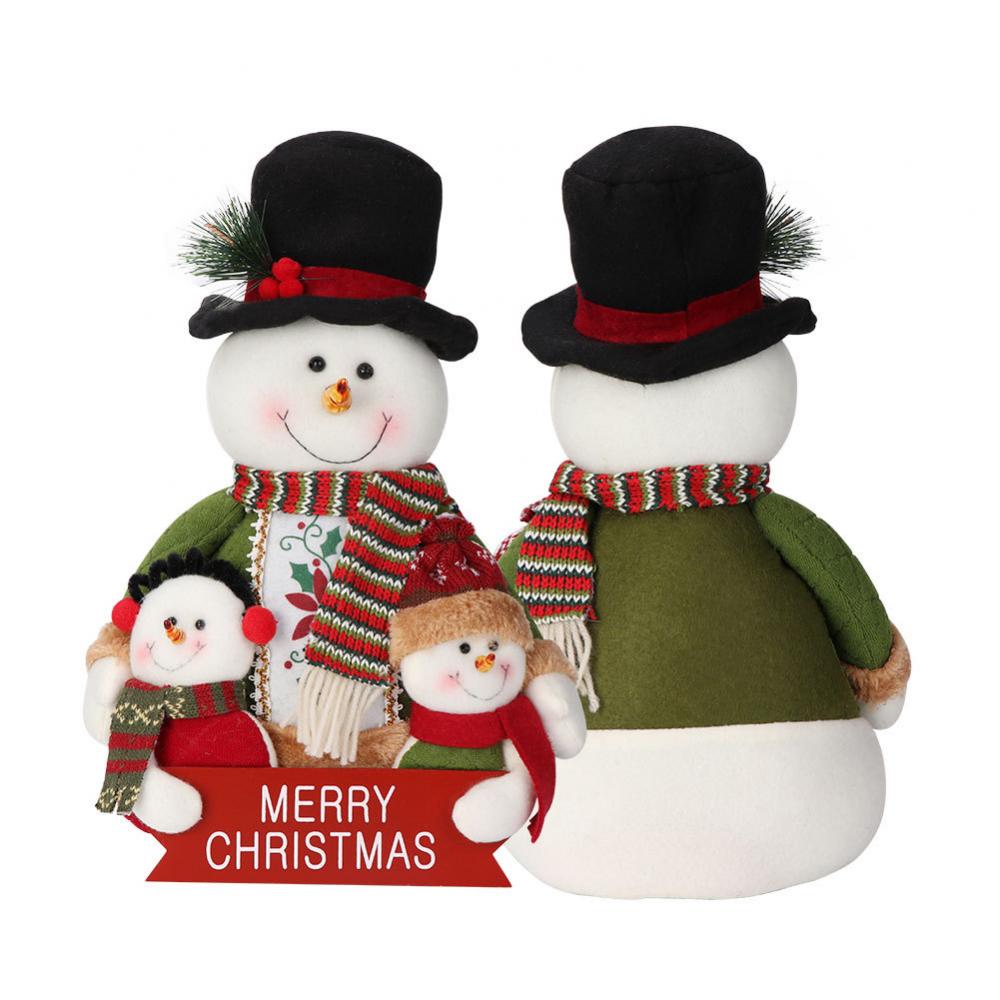 Christmas Dolls Decoration Short Plush Printe Santa Claus Snowman Doll for Christmas Tree Ornaments Figurin Room Decor Gift