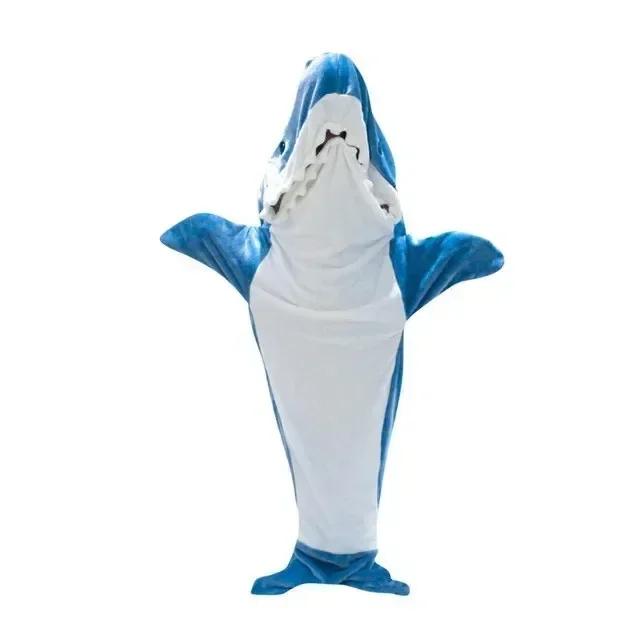 Wearable Shark Blankets Women Flannel Hoodie Blankets Cute Soft Shark Pajamas Warm Shawl Plaid Gown Comfy Bathrobe Homewear