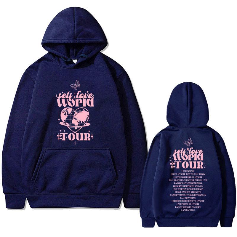 Sely Love World Tour Double Sided Print Hoodie Male Casual