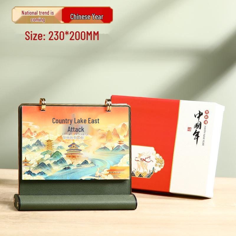 Personalized 2026 Leather Desk Calendar and Notepad Planner with Custom Logo