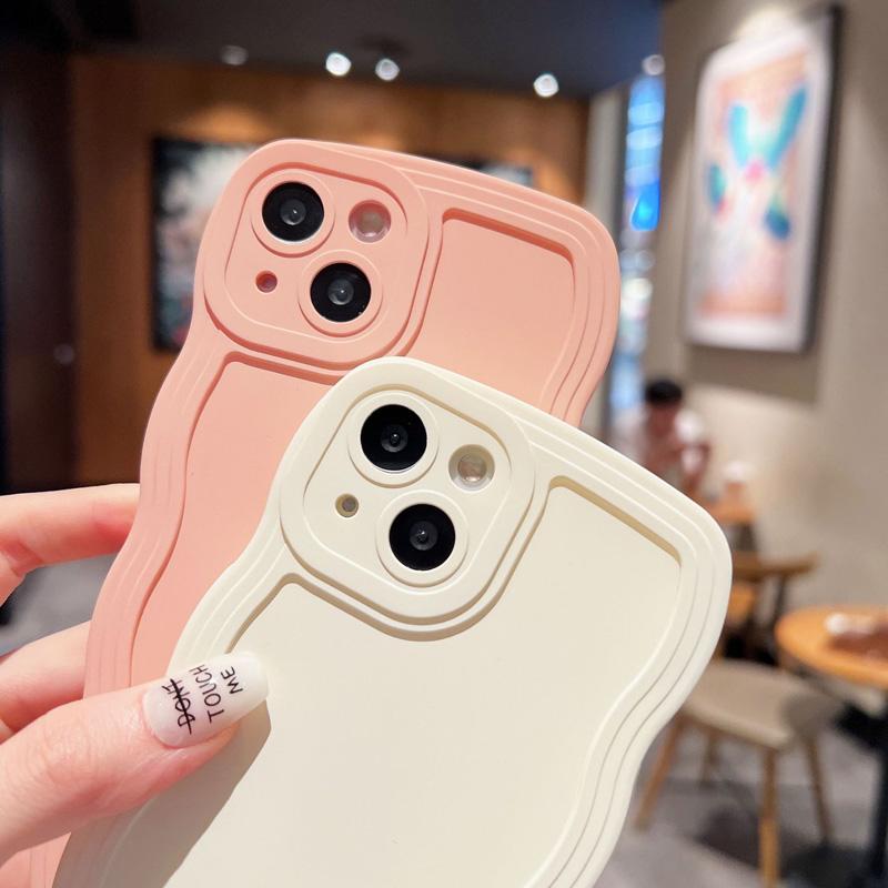 Wave Edge Solid Colo Phone Case For IPhone 16 15 14 Pro Max 13 12 11 Xr Xs 7 8 Plus SE2/SE3 TPU Soft Back Cover