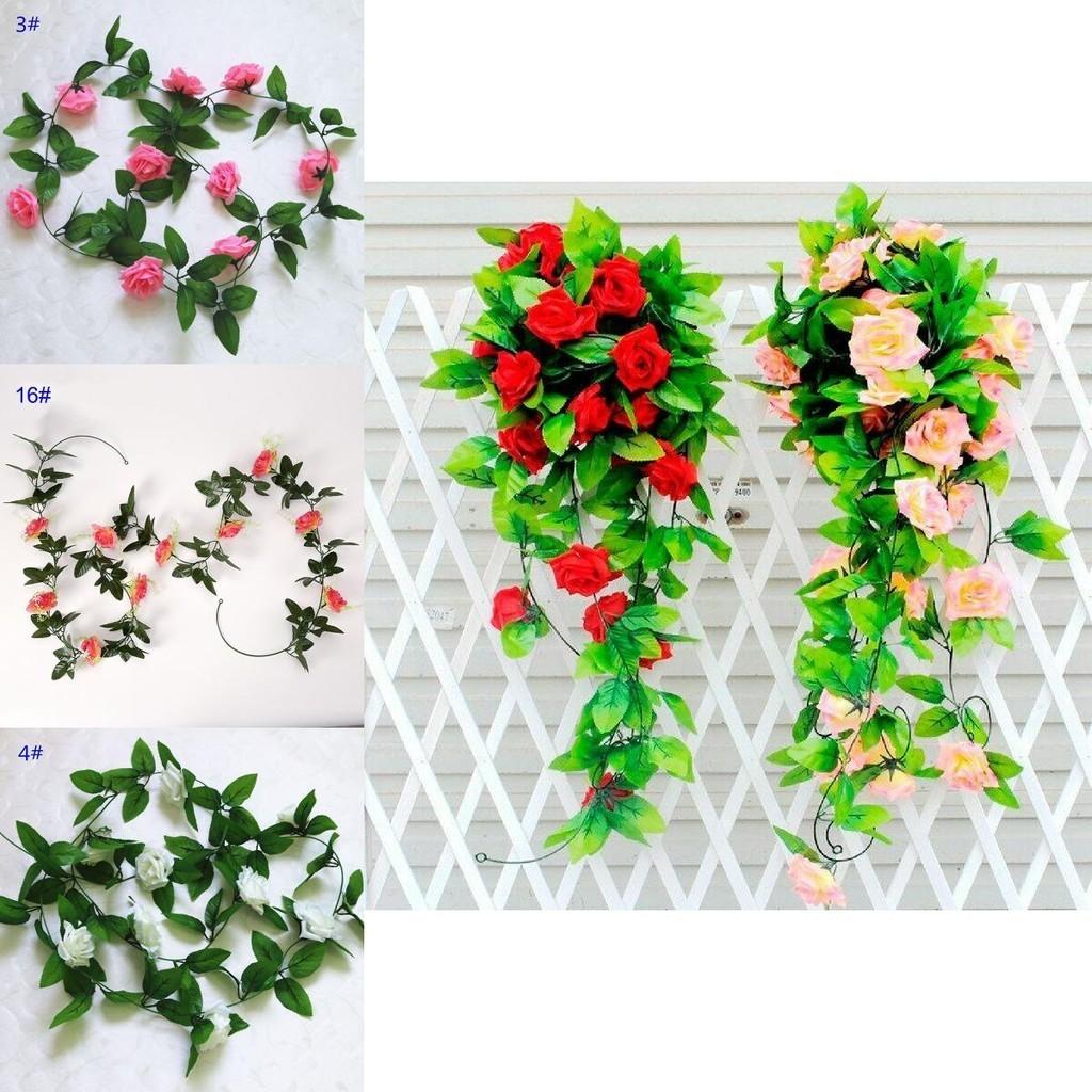 2.4m Long Silk Rose Fake Flower Ivy Vine Leaf Garland For Elegant Home Decor