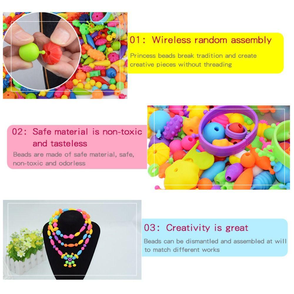 200pcs Large Particles Pop Beads Snap Bead DIY Jewelry Kit Bracelet Making Kit  Birthday Gifts