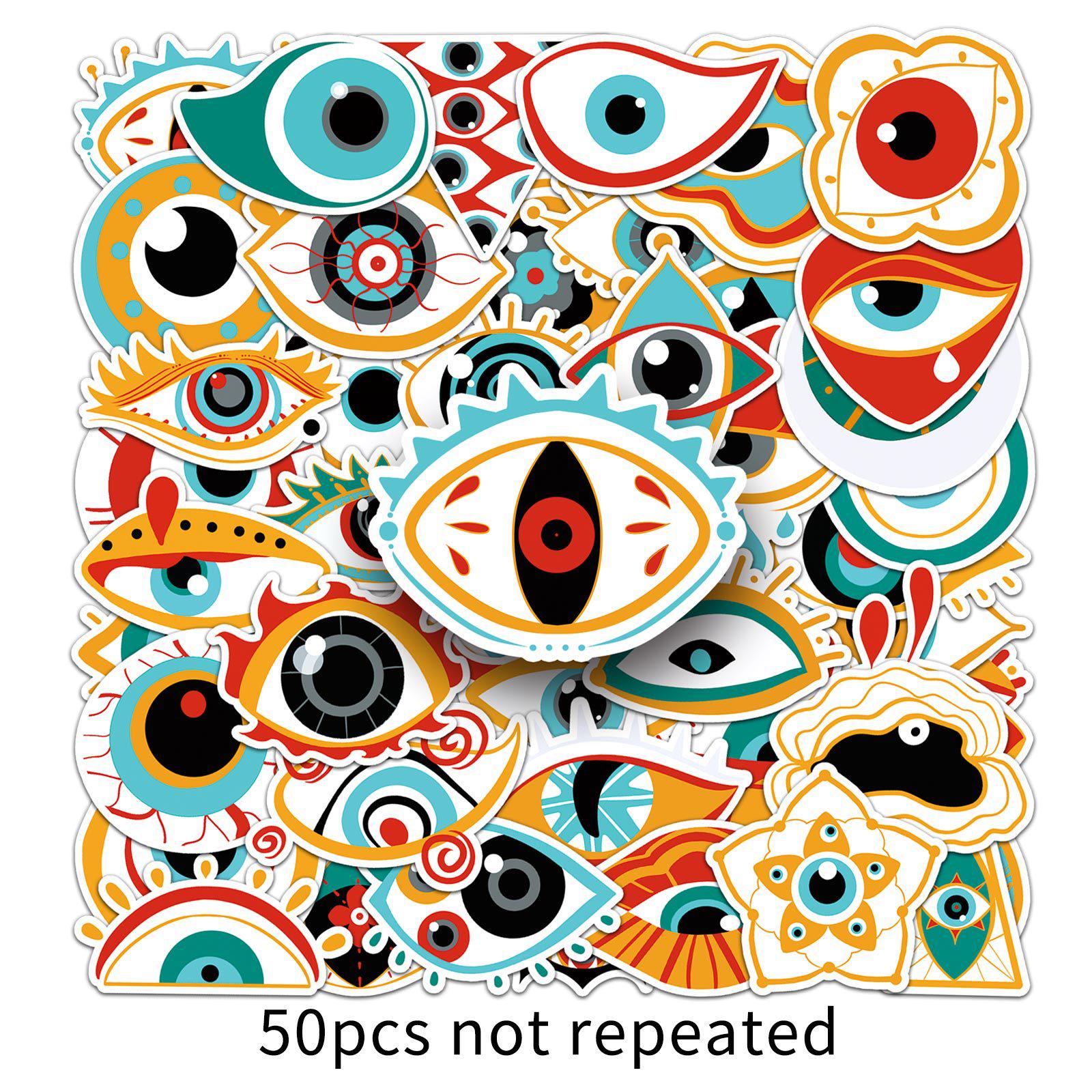 50 Waterproof Demon Eye Horror Halloween Graffiti Stickers for Notebooks & Journals