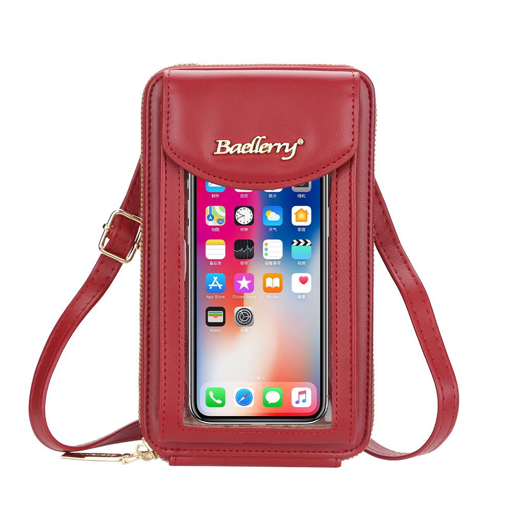 Baellerry Fashion Zipper Shoulder Bags for Women PU Leather Clear Can Touch Screen Phone Bag Crossbody Messenger Bags