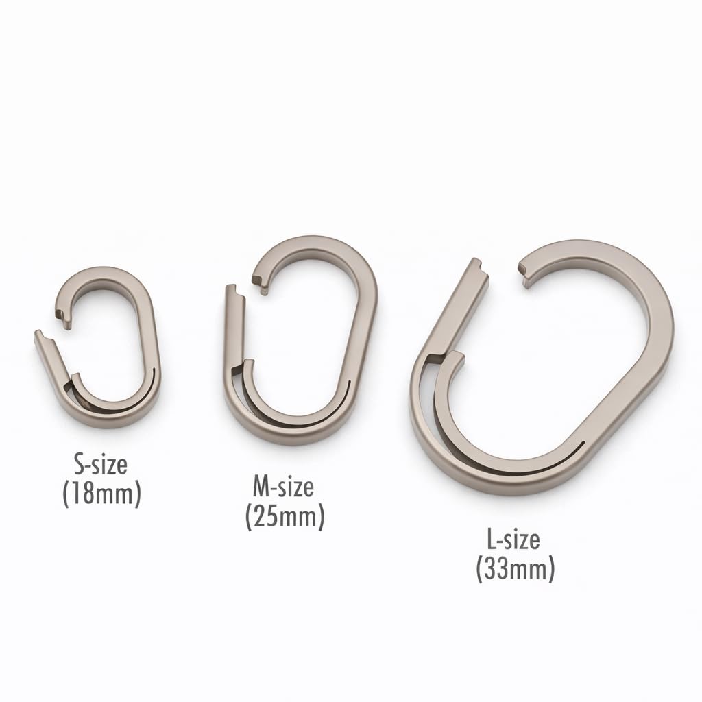 Titanium Small High Set M [TUNUKE] Carabiner, Keyring, Keychain, D-ring, Connectable, Lightweight, Strength, Rustproof, S/M/L, 2-piece/4-piece (Gray
