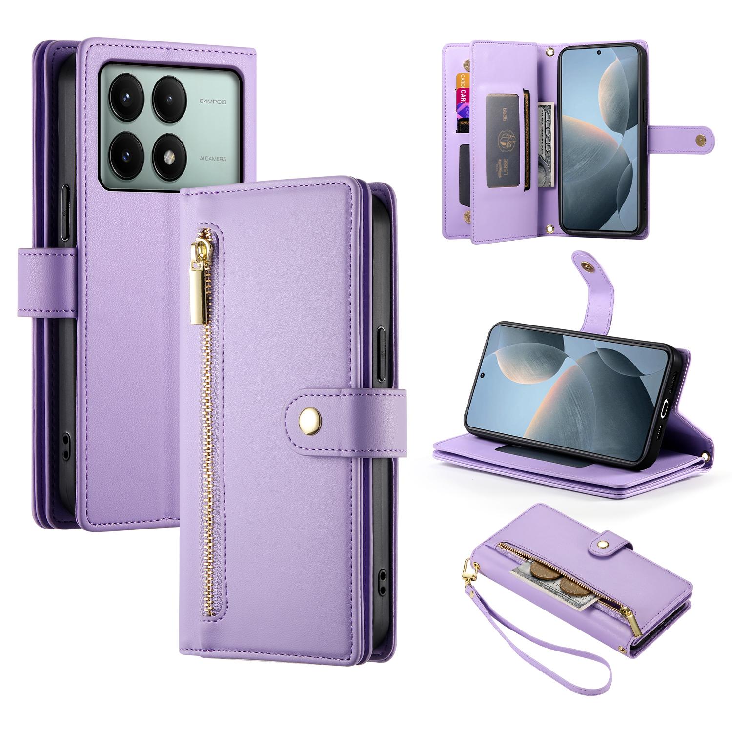 

DF-011 For Xiaomi Poco X6 Pro 5G/Redmi K70E 5G Leather Case Zipper Wallet Multiple Card Slots E