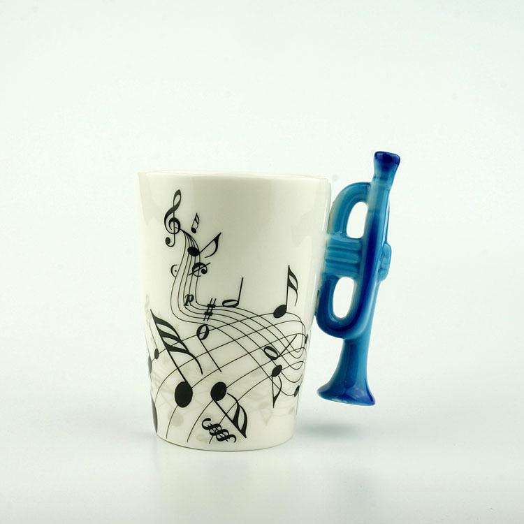 Ceramic Musical Instrument Orchid Trumpet Music Cup Breakfast Cup Water Cup Gift Cup