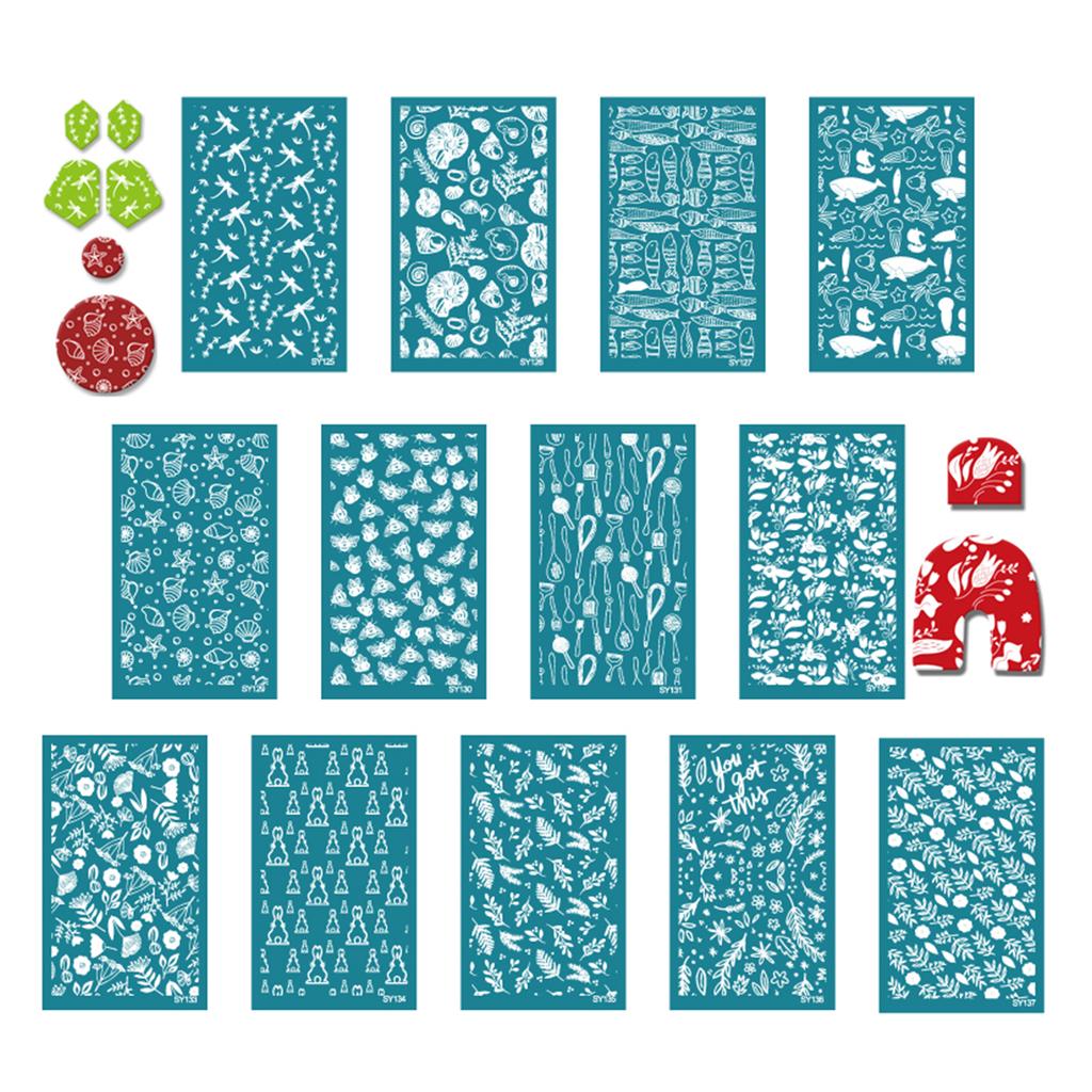 Geometric Silk Screen Stencils for Printing on Clay Fabric Paper Clay Earrings Jewelry Making Decorations DIY Scrapbook