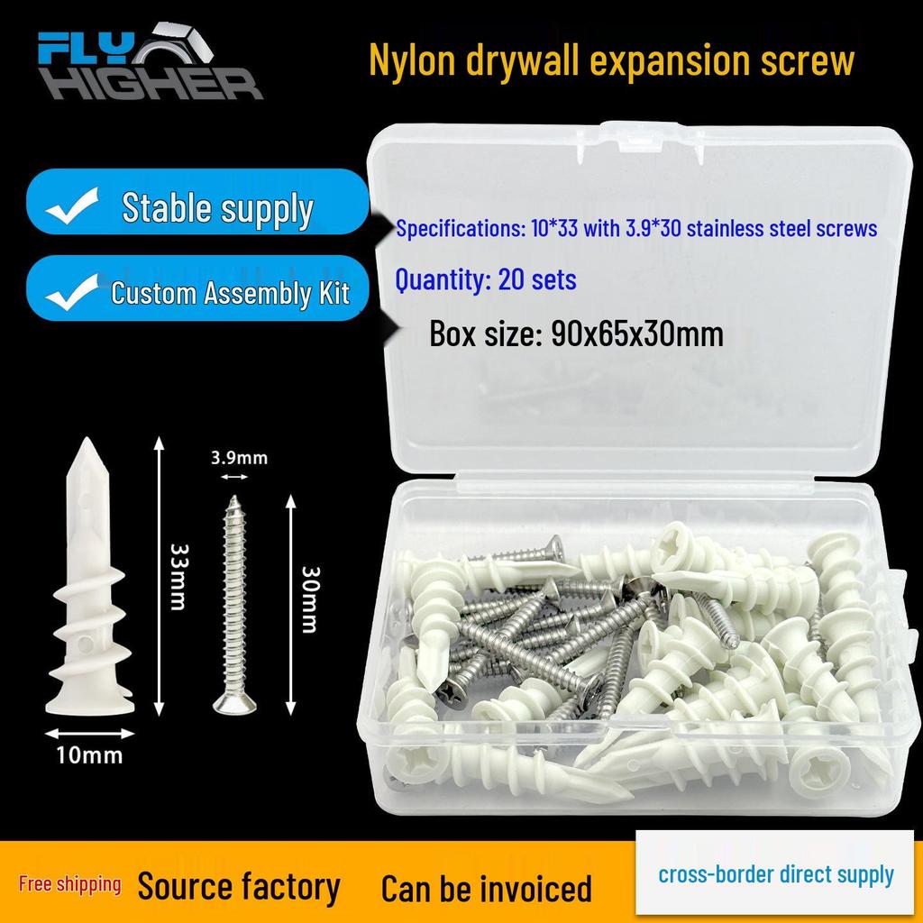 Nylon Expansion Anchor with Self-Tapping Screw and Wall Plug