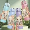 1PC Soft Floral Baby Elephant 750ml Color Plastic Sports Water Bottle Leakproof Flip Straw Lid Suitable for Sports Office Home Use