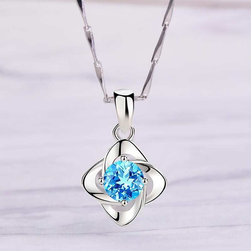 Necklace Women'S Collarbone Chain Silver Jewelry Four Leaf Clover Jewelry Pendant For Girlfriend And Wife Birthday Gift